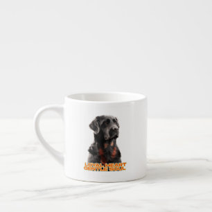 Xícara De Espresso Cão Negro Elegante - Arte Pet Realista
