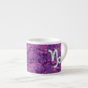 Xícara De Espresso Capricórnio Zodiac Símbolo Fuchsia Digital Camoufl