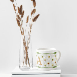 Xícara De Espresso Carta Inicial Personalizada | Chic Dourada Daisy H