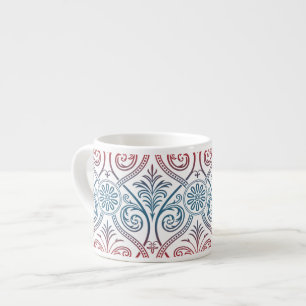 Xícara De Espresso Carteira Vintage Damask - vermelho violeta azul