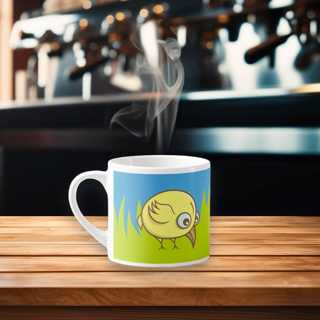 Xícara De Espresso Cartografia de aves amarelas (Criador carregado)