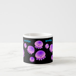 Xícara De Espresso Cartografia de medusa-púrpura-rosa-branca kawaii