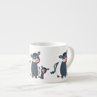 Xícara De Espresso Cartoon bonito Abaixo Vaca Galloway e Vitelo