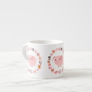 Xícara De Espresso Cartoon Bonito Pig Mandala Espresso Mug