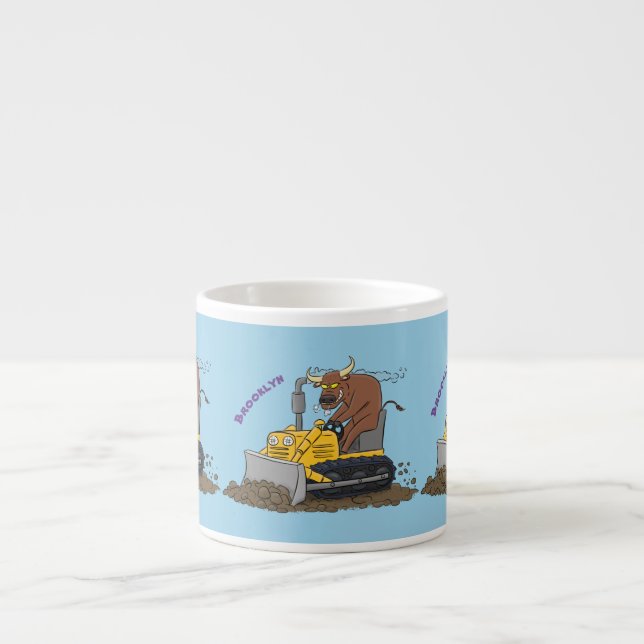 Xícara De Espresso Cartoon buldozer engraçado (Frente)