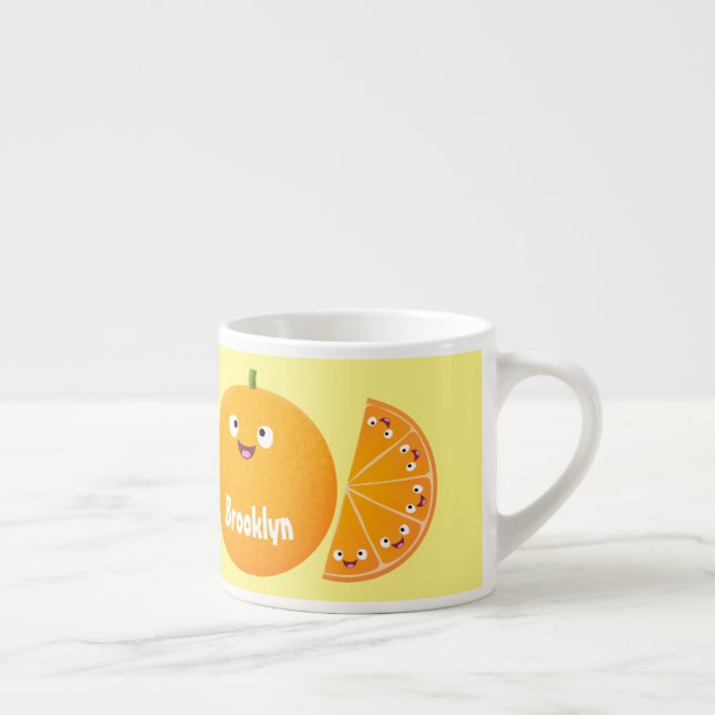 Xícara De Espresso Cartoon de fruta de citros de laranja feliz (Direita)