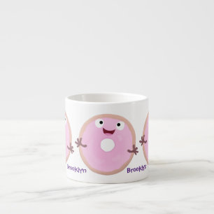 Xícara De Espresso Cartoon de rosquinha rosa-claro e bonito