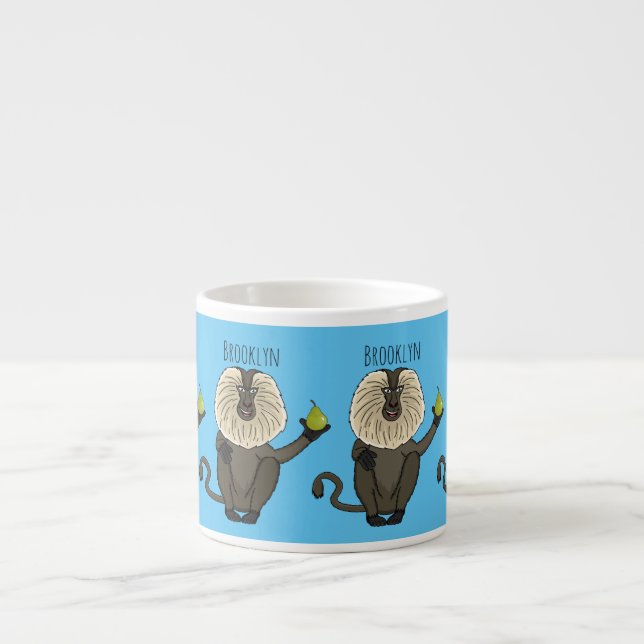 Xícara De Espresso Cartoon macaco macaco-cauda-leão engraçado (Frente)