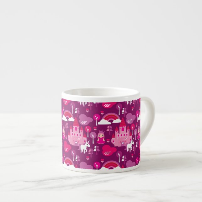 Xícara De Espresso castelo da princesa e arco-íris do unicórnio (Frente Esquerda)