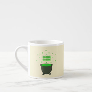 Xícara De Espresso Cauldron e Bubbling Green Brew Halloween