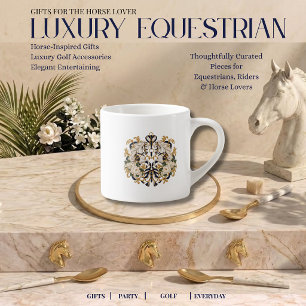 Xícara De Espresso Cavalaria de Luxo Cavalos Brancos Azul-Marinho Dou
