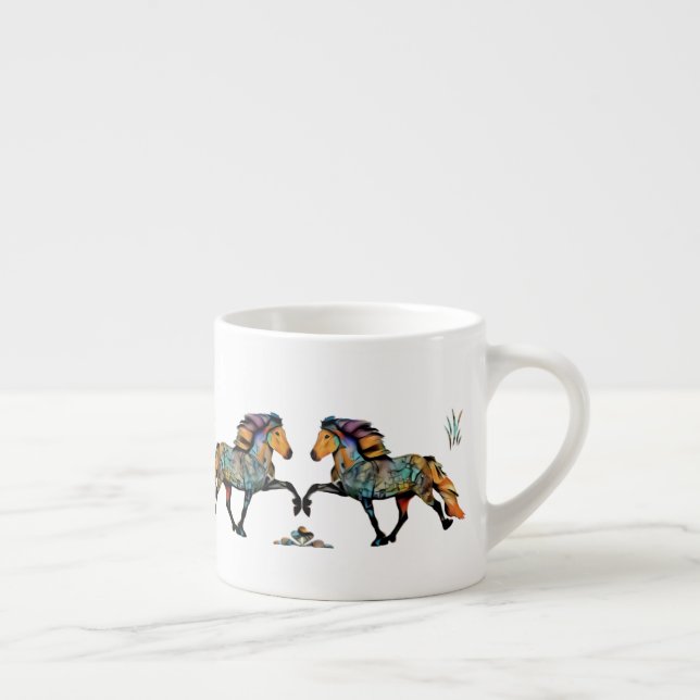Xícara De Espresso Cavalo Islandês Pop Art (Direita)
