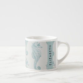 Xícara De Espresso Cavalos Tropicais, Padrão De Cavalo-Marinho, Seu N