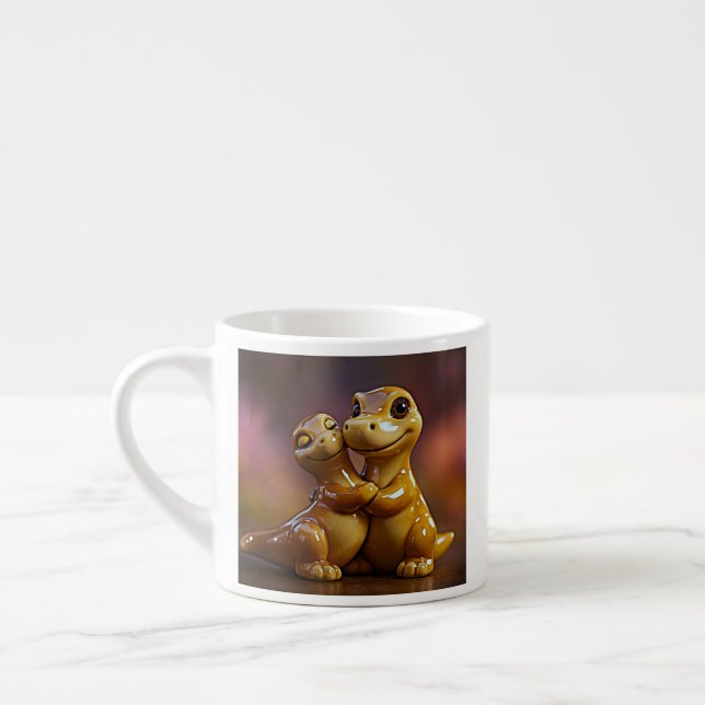 Xícara De Espresso Cena de Conforto de Dinossauro Solidário (Esquerda)