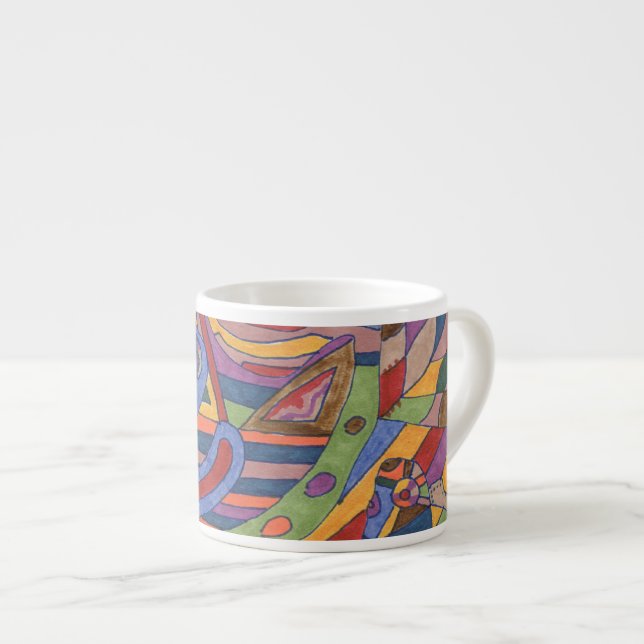 Xícara De Espresso Cérebro de pássaro, abstrato original (Frente Esquerda)