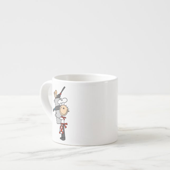 Xícara De Espresso Chef Com Panelas e Caçarolas (Frente Esquerda)