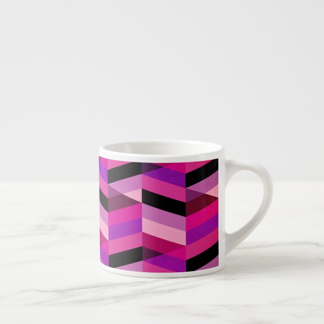 Xícara De Espresso Chevron/Herringbone Abstrato | Roxos e Violeta (Direita)
