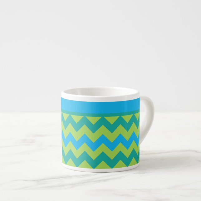 Xícara De Espresso Chic Espresso Mug, Turquesa e Cavalos Verdes (Frente Esquerda)