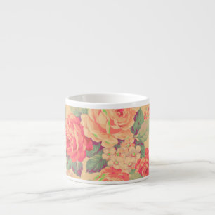 Xícara De Espresso Chique Vintage Rosa Floral
