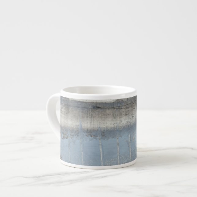Xícara De Espresso Cinza abstrato e pintura azul (Frente Esquerda)