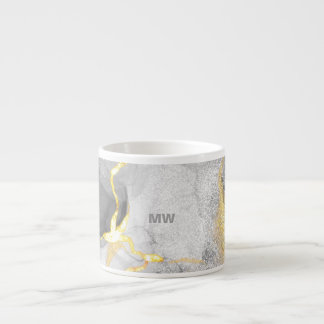 Xícara De Espresso Cinza enfumaçado e Aquarela Dourada Espresso Mug