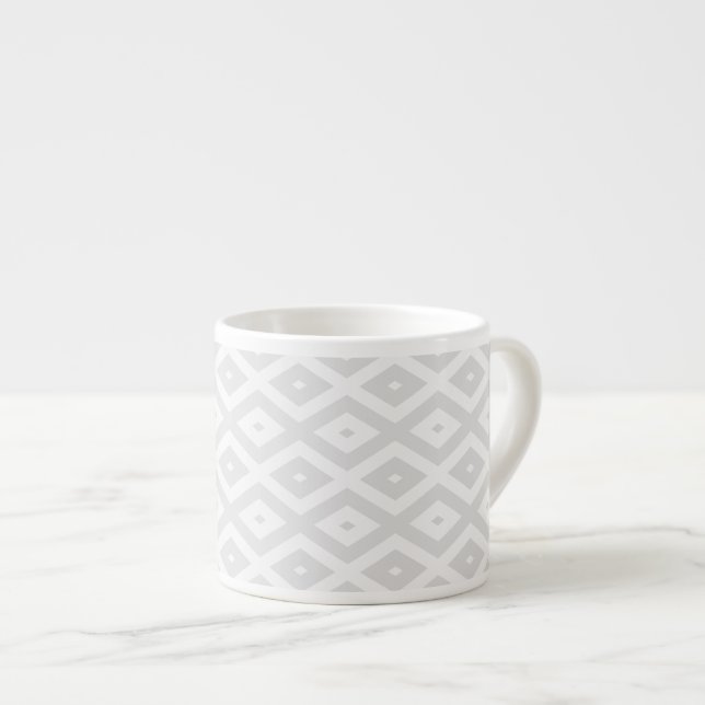 Xícara De Espresso Cinzas leves e padrão de diamante branco (Frente Esquerda)