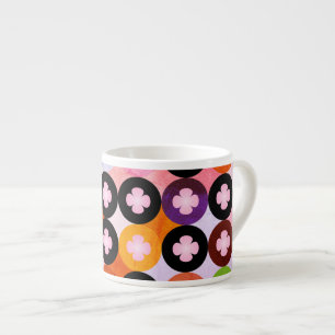 Xícara De Espresso Círculos Multicoloridos Legais & Trevos Rosa