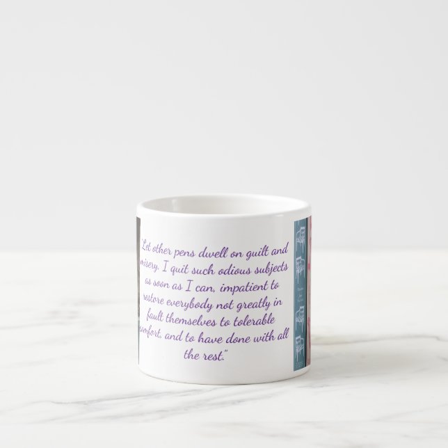Xícara De Espresso Citação de Jane Austen (Roxo) (Frente)