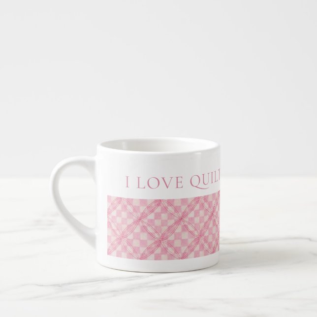 Xícara De Espresso COBRERTA DE RETALHOS COM QUADRADOS ROSA Café + Tex (Esquerda)