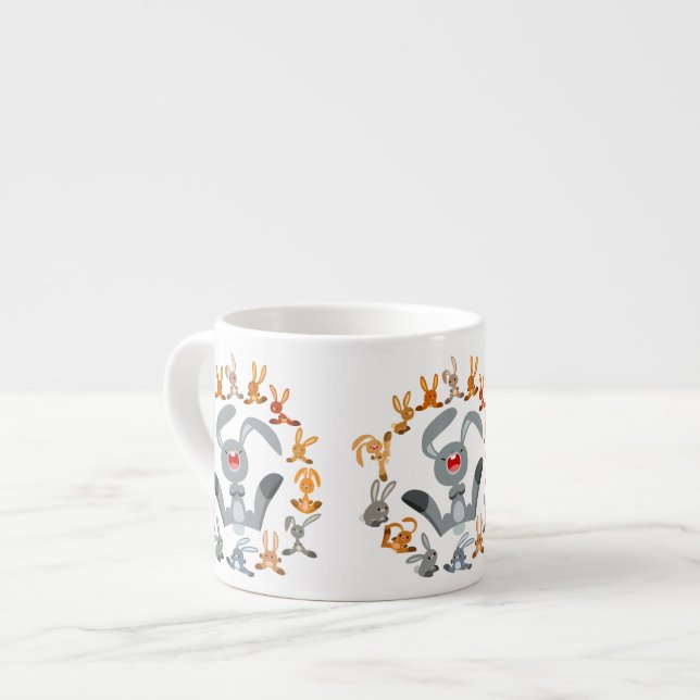 Xícara De Espresso Coelhos de Cartoon Bonitos Mandala Espresso Mug (Frente Esquerda)