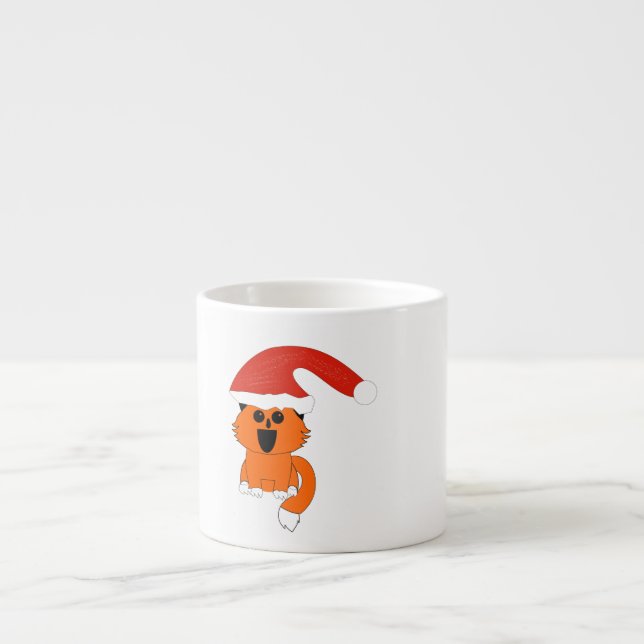 Xícara De Espresso Coffeemug Natal Cat (Frente)