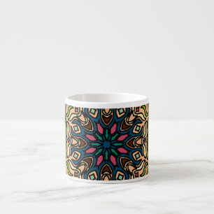 Xícara De Espresso Colorido Mandala: Vintage Floral Hand Drawn