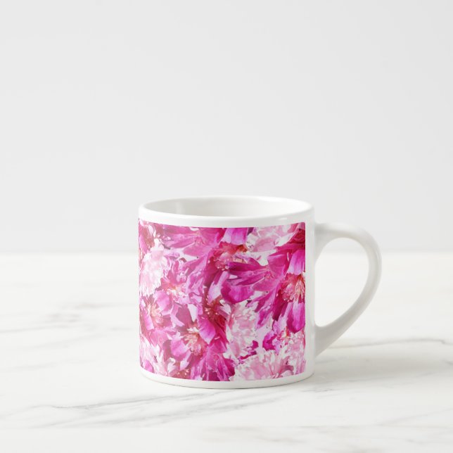 Xícara de Espresso com Flores de Peônia Rosa (Direita)