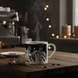Xícara De Espresso Combinação Metalúrgica Industrial Silhueta