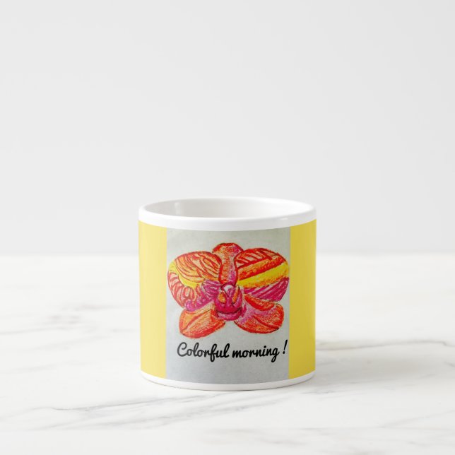 Xícara De Espresso Copo amarelo da orquídea do café (Frente)