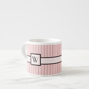 Xícara De Espresso Cor de rosa com pinstripes pretas
