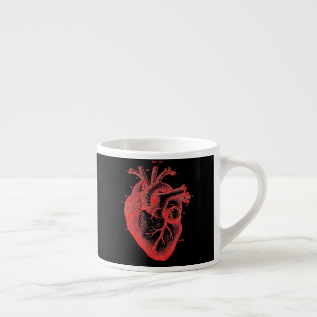 Xícara De Espresso Coração Anatômico Vermelho e Preto Espresso Mug    (Direita)