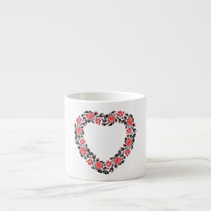 Xícara De Espresso Coração original de flores rosas vermelhas cruze