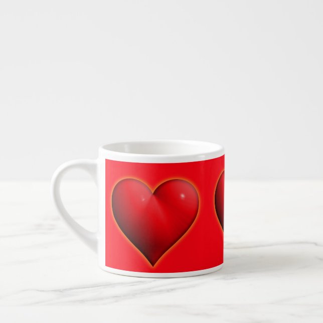 Xícara De Espresso Coração vermelho brilhante 3-D (Esquerda)