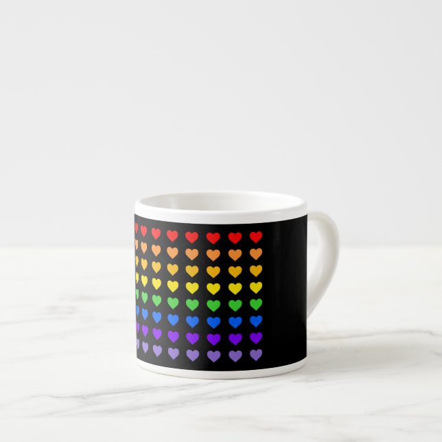 Xícara De Espresso Corações Arco-Íris (Frente Esquerda)