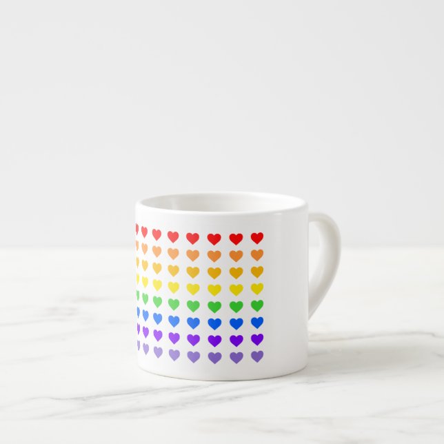 Xícara De Espresso Corações Arco-Íris (Frente Esquerda)