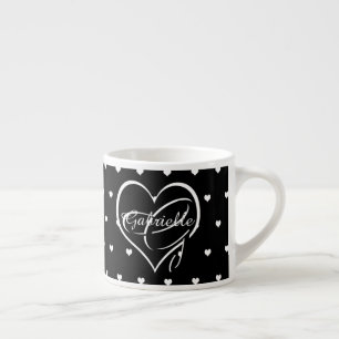 Xícara De Espresso Corações Brancos Bonitos em Monograma de Nome do C