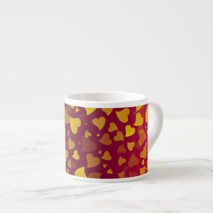 Xícara De Espresso Corações Caindo Dourado