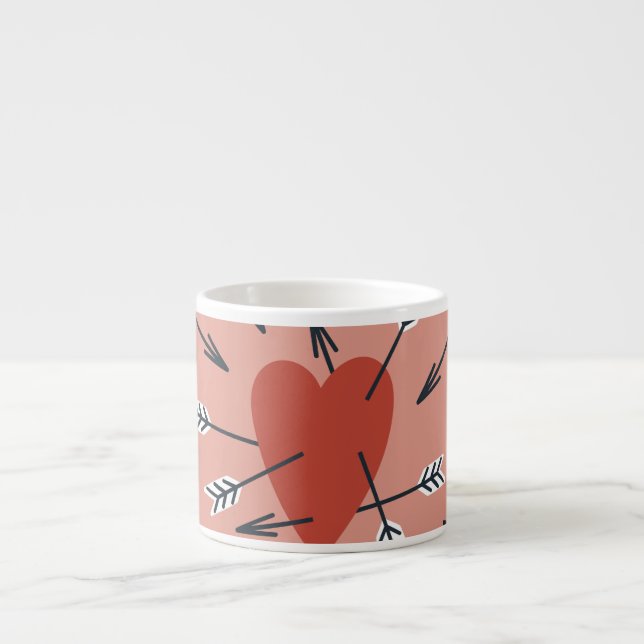 Xícara De Espresso Corações flechas feitas à mão. (Frente)