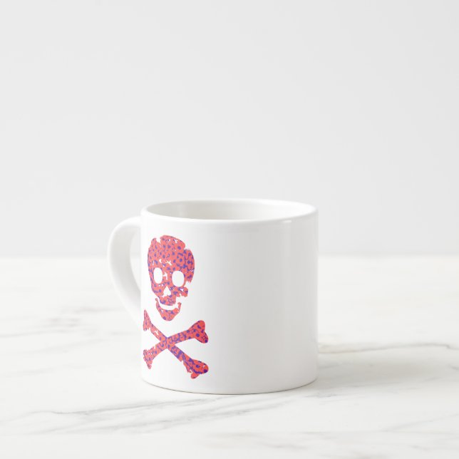 Xícara De Espresso Crânio Padrão Da Flor (Frente Esquerda)