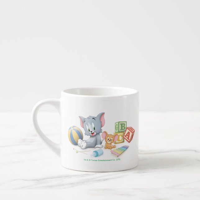 Xícara De Espresso Criança Tom e Jerry Brincando com Brinquedos (Esquerda)