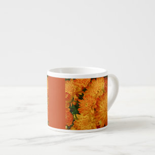 Xícara De Espresso Crolisântemos de Laranja Fogo