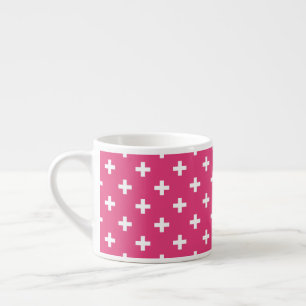 Xícara De Espresso Cruzes de polca branca em fuchsia