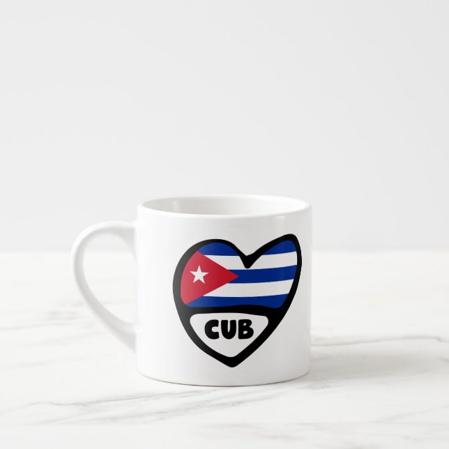 Xícara De Espresso Cuba Country Code Flag Heart, CUB (Esquerda)