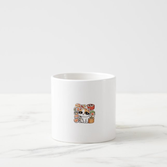 Xícara De Espresso cup sushi cat  (Frente)